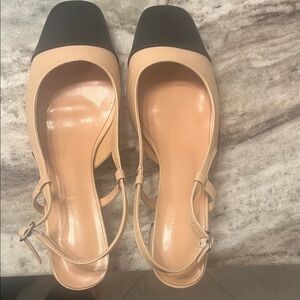 Elegant Tan and Black Women's Slingback Shoes